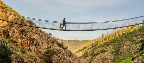 Walking on hanging bridge in Algarve, Portugal © Shutterstock