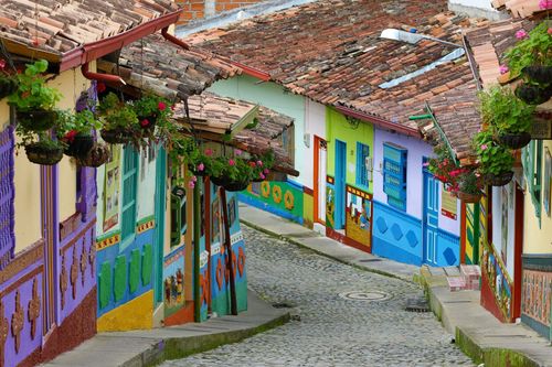 Colorful houses in Guatape Colombia